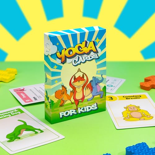 Yoga Cards for Kids, Age 5+, 44 Fun Animal Poses & Breathing Exercise Game