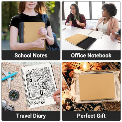 EUSOAR Graphing Notebook, A4 3Packs 8.5"x11" 120 Pages Graph Notebook Spiral, Hardcover Spiral Grid Paper Notebook Composition for Math Science Engineering Artist Drawing-Black/Royal Blue/Kraft - color: Black/Royal Blue/Kraft, size: A4