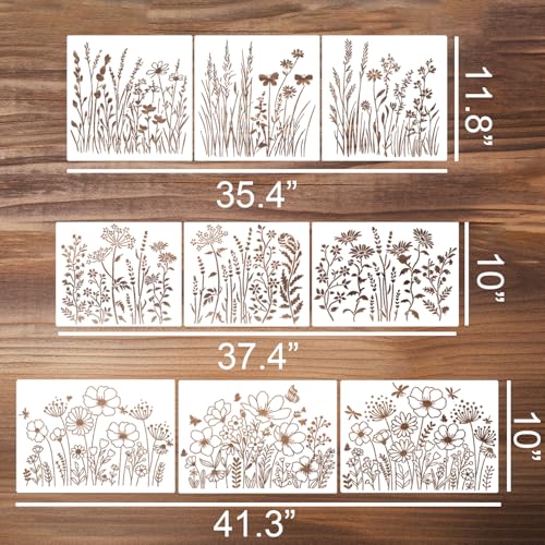 Large Flower Stencils Wildflower Stencils for Crafts Reusable | Floral Stencil for Painting on Walls Wood Fence Canvas Fabrics Furniture Outdoors - style: Wildflower 02