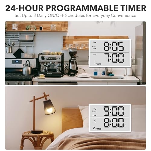 BN-LINK Digital Outlet Timer with Interval Repeat Cycle Indoor,24 Hour Programmable Outlet Timers for Electrical Outlet, Energy Saving 3 Prong Plug-in Outlet with Countdown On/Off,125V/15A/1875W - color: 24 Hour, Single Outlet, 1-pack