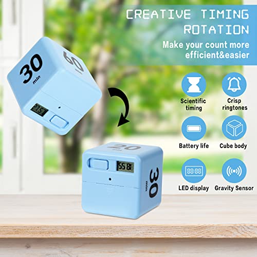 Weewooday Cube Timer, Gravity Sensor Flip Timer for ADHD, Blue - color: Blue