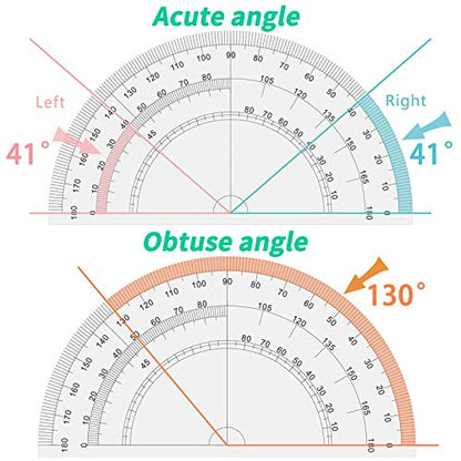 Maths Compasses for Geometry Student Drafting Compass Set Starter Kit with Protractor, Set Squares with Case for School Maths Study, Orange