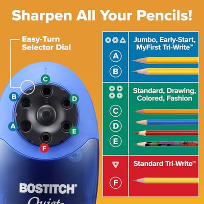 Bostitch Office Heavy Duty Electric Pencil Sharpener, Classroom, Blue - color: Blue