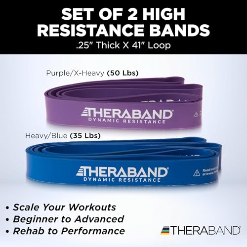 THERABAND Resistance Band, Exercise, Workout, Physical Therapy, Multi | Elastic resistance band for exercise, strength training, stretching and physical therapy - size: 2 Pack Heavy (35-50 lbs)