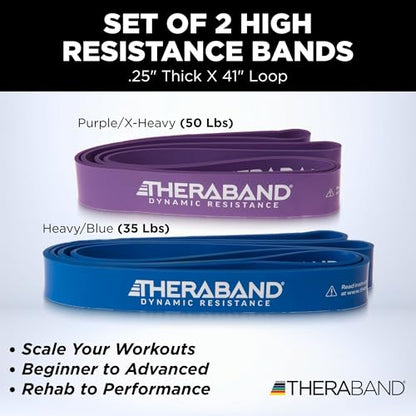 THERABAND Resistance Band, Exercise, Workout, Physical Therapy, Multi | Elastic resistance band for exercise, strength training, stretching and physical therapy - size: 2 Pack Heavy (35-50 lbs)