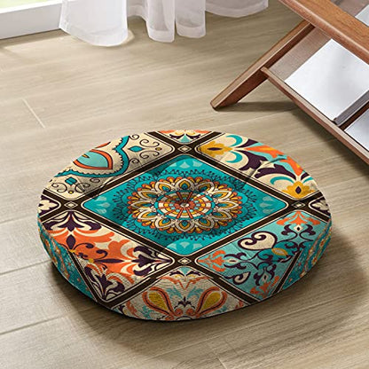 Velvet Meditation Cushion, Boho Floor Pillow, 22'' X 22'' - color: 03.mandala Meditation Cushion-2, size: 22x22 inch round
