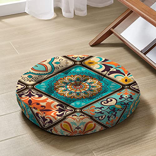 Velvet Meditation Cushion, Boho Floor Pillow, 22'' X 22'' - color: 03.mandala Meditation Cushion-2, size: 22x22 inch round