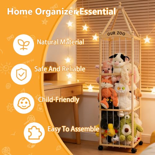 Extra-Large Stuffed Animal Zoo Storage, 3-Tier Wooden Organizer