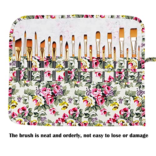22 Slot Canvas Art Paint Brush Holder Canvas brush pouch Watercolor Paintbrushes Roll-Up Case Bag for Artist Watercolor Oil Paint Brush - color: Style-3