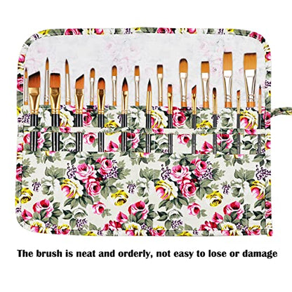 22 Slot Canvas Art Paint Brush Holder Canvas brush pouch Watercolor Paintbrushes Roll-Up Case Bag for Artist Watercolor Oil Paint Brush - color: Style-3