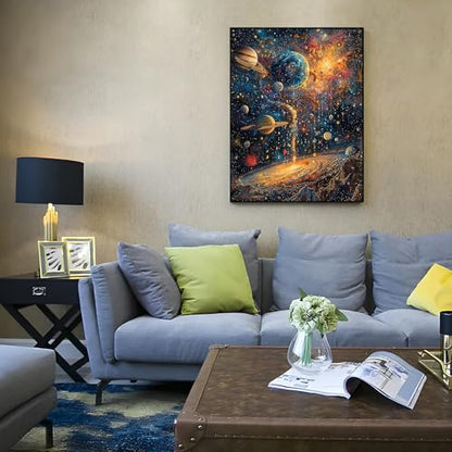 Shouruihua Diamond Painting Kits for Adults, Planets Diamond Art Kits | Space, Universe, Gem Art, Diamond Dotz Kits, Diamond Dots, Wall Art, Adult Crafts, Full Round Drill Diamond, 11.8x15.7 in - color: Planets