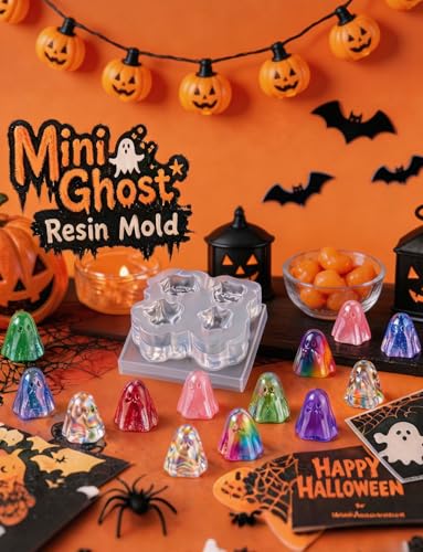 4 Pcs Mini Cute Ghost Figurines Silicone Mold, S - color: 4 Pcs Ghost White