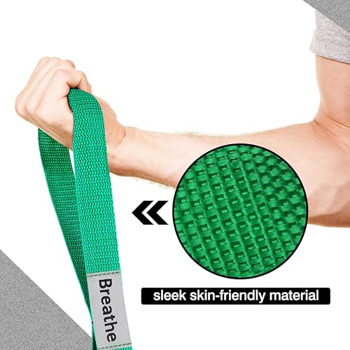 Stretching Strap Yoga Strap with 10 Loops, Non-Elastic Stretch Band for Physical Therapy, Flexibility, Exercise, Pilates, Dance & Gymnastics Workout - color: Green