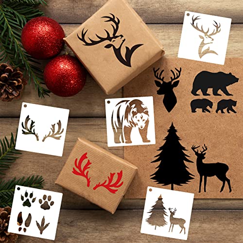 80 Pcs 3 x 3 Inch Stencils for Painting on Wood, Reusable Farm & Animal Plastic Stencils DIY Craft Paint Template Set for Wall Home Decor - style: Animal