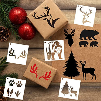 80 Pcs 4 x 4 Inch Stencils for Painting on Wood, Reusable Animal Plastic Stencil DIY Craft Paint Template Set for Wall Home Decor - style: Animal
