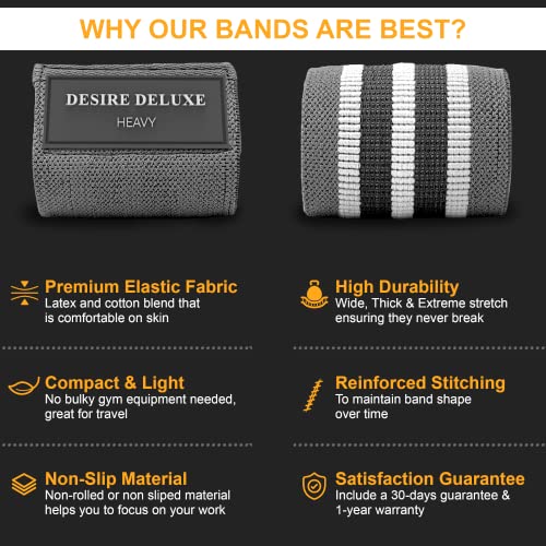 Desire Deluxe Premium Resistance Bands Set – Fabric Stretch Bands for Strength Training, Physical Therapy, Pilates & Yoga, Non-Slip Workout Bands for Men & Women (3 Pack) - size: 3 Resistance Levels