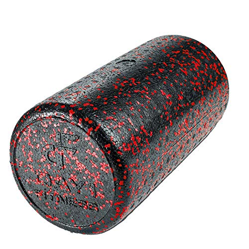 Day 1 Fitness High Density Muscle Foam Rollers - Sports Massage Rollers for Stretching, Physical Therapy, Deep Tissue, Myofascial Release - Ideal for Exercise and Pain Relief - Speckled Red, 12” - color: Red Speckled, size: 12"
