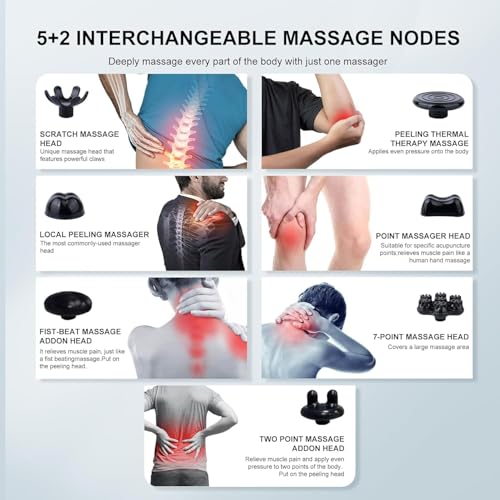 MEGAWISE Cordless Handheld Back Massager w/Rechargeable 3200mAh Battery, 5 Speed and 5 +2 Massage Nodes with Hard, Medium and 2 Soft Silicone Nodes; Massage While Moving Around (Pearl White) - color: Pearl White