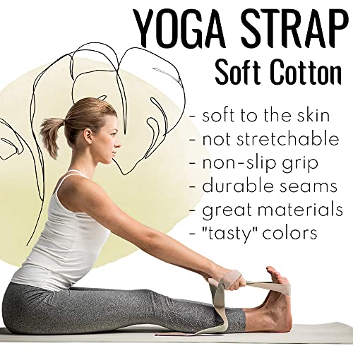 TECEUM 2 IN 1 Yoga & Mat Strap for Stretching – Cotton – 6/8/10 ft - color: Beige, size: 6 ft