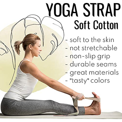 TECEUM 2 IN 1 Yoga & Mat Strap for Stretching – Cotton – 6/8/10 ft - color: Beige, size: 6 ft