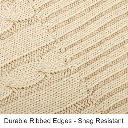 NTBAY Cotton Cable Knit Throw Blanket, 51 x 67, Khaki - color: Khaki, size: Throw(51"x67")