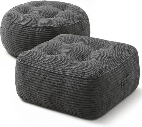 11" Thick Washable Floor Pillow for Adults, Yoga & Meditation Cushion with Handle, Square Large Pillows Seating with Removable Tufted Corduroy Cover for Tatami Living Room Board Games, Blind Shape - color: Blind Shape