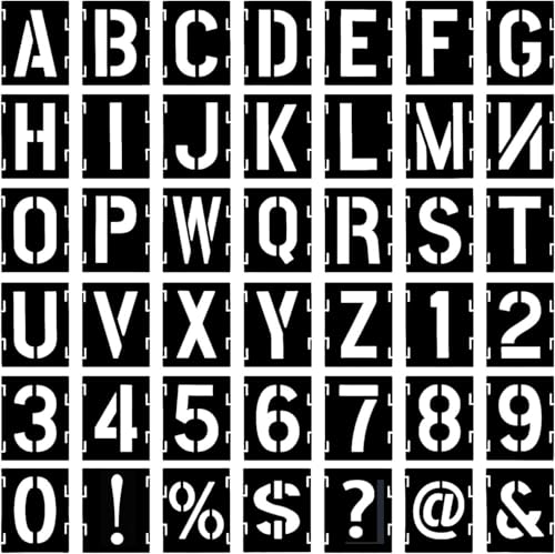 42 Piece Letter Stencils - 3.5 Inch, Reusable Alphabet & Number Stencils for Spray Paint & Wall Painting