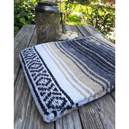 Open Road Goods Tan/Beige Mexican Blanket - Authentic Serape Falsa Blanket - Handmade (Acrylic Blend, XL) - color: Beige/Tan