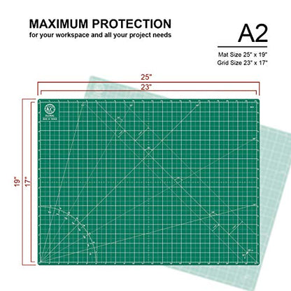 KC GLOBAL A2 (24"x18") Self-Healing Cutting Mat (Dark Green) - Sturdy, Reversible, Eco-Friendly, Non-Slip. Premium Desk Mat for Crafters, Quilters, and Hobbyist - color: Dark Green, size: 24"L x 18"W