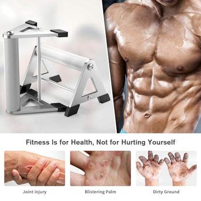 Push Up Stand, Pushup Handles for Strength Training, Heavy-duty Stainless Steel Push Up Bars Gym Exercise Equipment, Hold Up to 500lbs, 1 Pair - color: Aluminum handle Silver