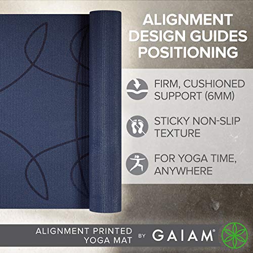 Gaiam Premium Yoga Mat, 6mm Thick Print Mat - color: Alignment Print (Ink)