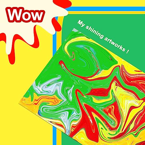 Water Marbling Paint Kit, DIY Arts and Crafts Kit for Girls & Boys 4-8 6-12, Creative Art Supplies, Birthday Gifts for Kids Ages 3+ - color: Yellow Green Blue Pink Red Purple