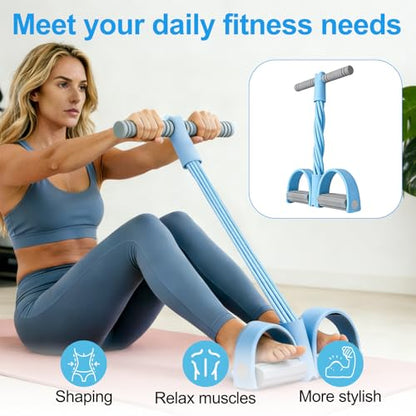 2026 New 8-Tube Pedal Resistance Band with Handles, Multifunction Foot Pedal Tension Rope Fitness Equipment, Natural Rubber Exercise Puller for Abs, Arms, Waist & Leg Training