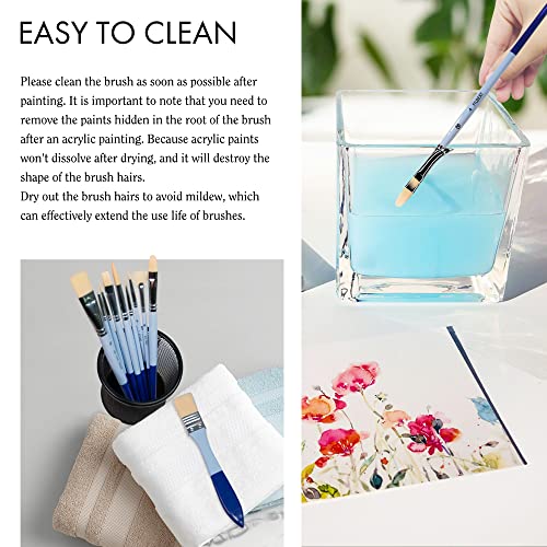 ARTIFY 10 Pieces Paint Brush Set, Intermediate Series, Includes a Carrying Case, Premium Synthetic Hair Brushes for Acrylic, Watercolor, Oil and Gouache Painting (Blue - Synthetic Hair) - color: Blue