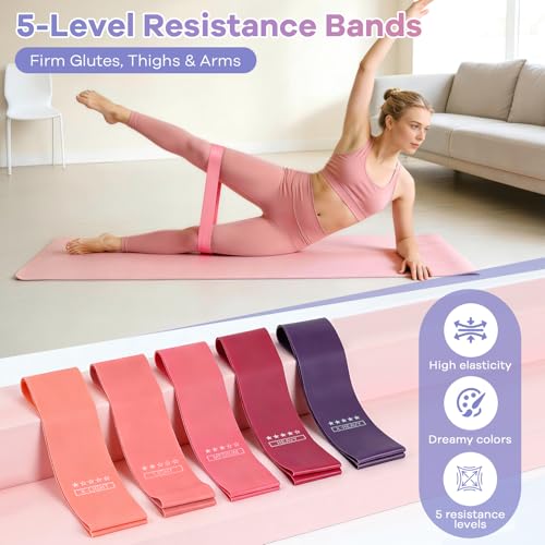 Pilates Kit for Women, 16PCS Workout Equipment for Beginners, Pilates Set for Home Workouts with Pilates Ring and Ball, Resistance Bands, Yoga Strap, Non-Slip Socks at Gym, Outdoor
