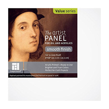 Ampersand Artist Panel Primed Smooth Surface for Painting and Mixed-Media, 1/8 Inch Depth, 8X8 Inch (APS0808) - color: 1/8 Inch Depth, size: 8X8