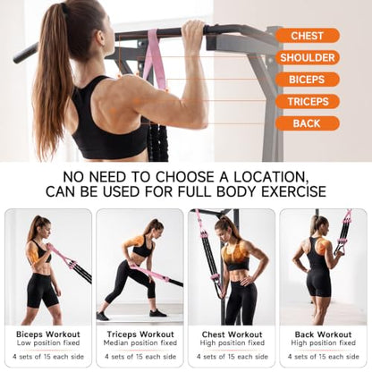 Innstar Pull Up Assistance Bands, Heavy Duty Resistance Band for Pull Up Assist, Adjustable Resistance 165-265lbs with Fabric Feet/Knee Rest, Pull Up Bands Assistance Bands - color: Pink 265lbs adjustable