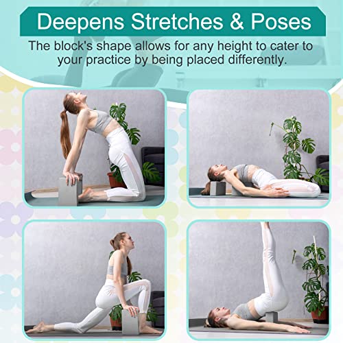 Meooeck 18 Pcs Yoga Blocks and Strap Set Include 12 EVA Foam Yoga Blocks Bulk 9"x6"x3" with 6 Adjustable 8 ft Straps D Ring Non Slip Props for Stretching Pilates Workout Studio Home Gym - color: Grey