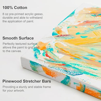 AUREUO Mini Stretched Canvas - 2.5x3.5 Inch / 24 Pack - 2/5 Inch Profile Small Square Canvas - Gift Set Bulk Pack Canvases for Acrylic Painting & Craft - size: 2.5"x3.5"