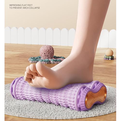 Foot Massager Roller for Plantar Foot Arch Trainer Fasciitis Relief Dual-Row Foot Massagers Waterproof Exercise Supply Purple