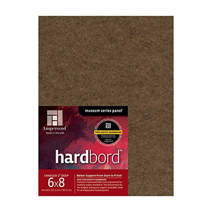Ampersand Art Supply Hardboard Wood Painting Panel: Museum Series Hardbord, 6" x 8", 2 Inch Cradled Profile - color: 2 Inch Cradled Profile, size: 6" x 8"