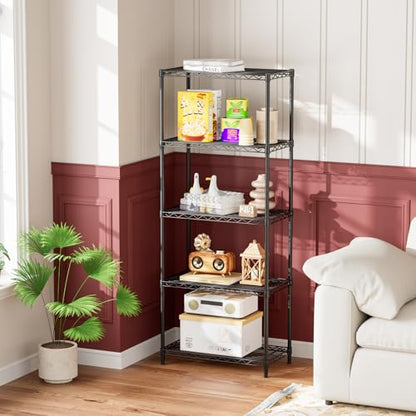 Golpart 5Tier Adjustable Storage Shelves Metal Wire Shelving Standing Shelf - color: Black, size: 5-tier-12"Dx22"Wx59"H