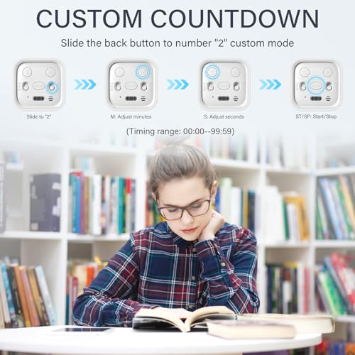 Rotating Productivity Timer 5/25/10/50, Desk Flip Timer for ADHD, White - color: White