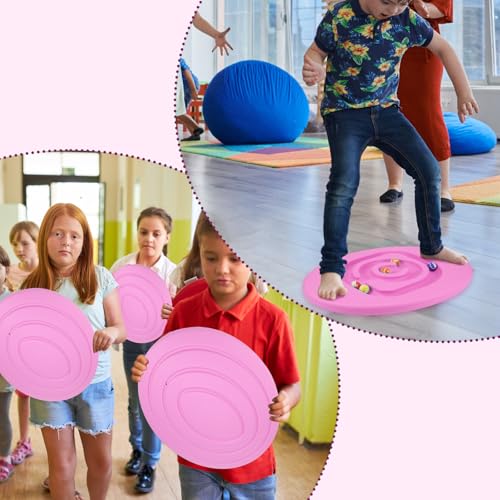 Seenelling Kids Maze Balance Board Sensory Training Toy, Pink, Round - color: Pink, style: Round