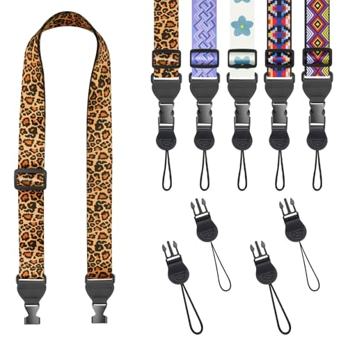 FIEIL Leopard Print Shoulder Strap, Adjustable Camera Strap with 2 Sets of Quick-Release Buckles, Comfortable Neck Strap for iPad, Tablet, Camera, Laptop, Binocular, Luggage Bag - color: Leopard Print