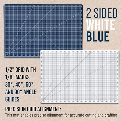 U.S. Art Supply 40"x60" Self-Healing Cutting Mat 5-Ply White/Blue | Double-Sided White/Blue Craft Mat, Non-Slip Cutting Mats for Crafts, Sewing, Quilting, Scrapbooking - color: White/Blue