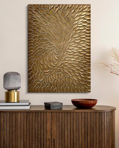 NANKAI Art Dark gold thick texture abstract oil painting hand-painted 3D wall art 40x28 inch canvas wall art Deco painting - color: NKHB247