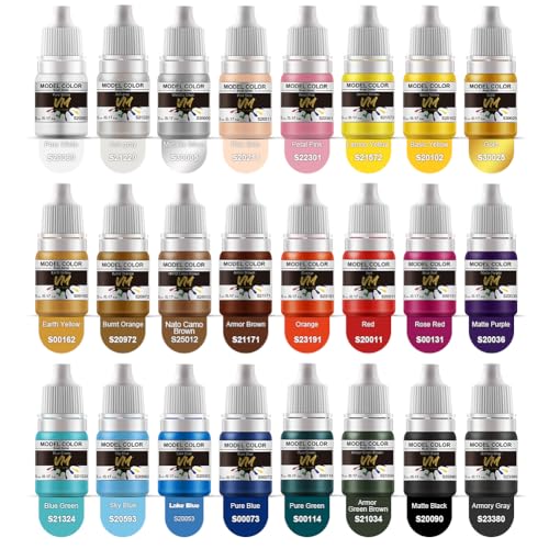 VM Basic Colors Miniature Paint Set,Acrylic Paint Kit for 3D Figures,Crafts | 5ml x24 Bottles Water-based Model Paint ,Plastic Model Painting for Figurines Scale Model, Plastic/Metal/Resin/ Models - color: 24 Color Basic Colors