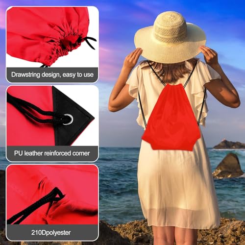 KUUQA 12 Pcs Drawstring Backpack Bags, Red - color: Red