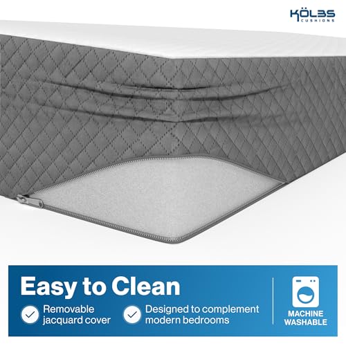 Kolbs Bed Wedge Pillow for Sleep Apnea, Acid Reflux and Back Pain Relief, Anti Snore Pillow, Premium Foam Wedge Cushion with Chic Jacquard Cover - Headboard Wedges for Sleeping (5" Gentle Incline) - size: 5" Gentle Incline - Grey